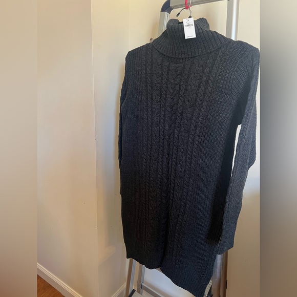 NWT GAP Black Cable Knit Turtleneck Dress - Picture 6 of 7